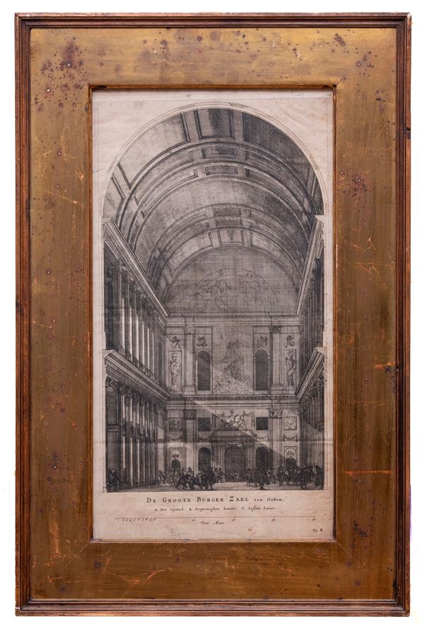 INCISIONE OLANDESE INTERNO DEL PALAZZO REALE DI AMSTERDAM