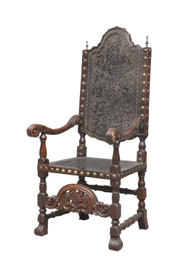 TRONO IN NOCE, FRANCIA STILE LUIGI XIII  - Asta ASTA 290 - ASTA DI ARTE ANTICA E PREZIOSI - Casa d'Aste Babuino