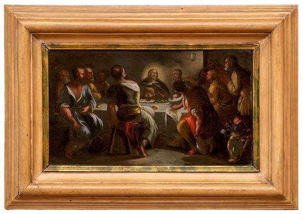 DIPINTO SU VETRO ULTIMA CENA DEL SEICENTO  - Asta ASTA 290 - ASTA DI ARTE ANTICA E PREZIOSI - Casa d'Aste Babuino