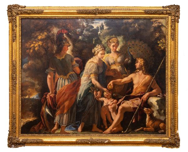 DIPINTO GIUDIZIO DI PARIDE DI MICHELE ROCCA  - Asta ASTA 290 - ASTA DI ARTE ANTICA E PREZIOSI - Casa d'Aste Babuino