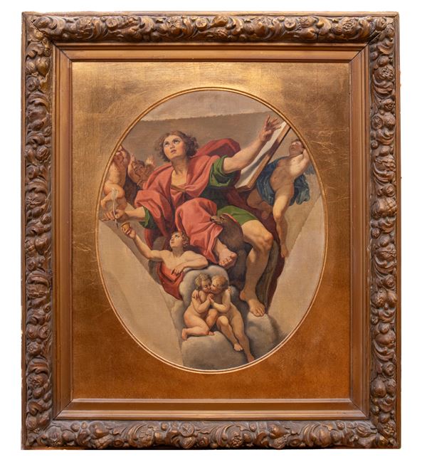 DIPINTO SAN GIOVANI DI PITTORE ROMANO DEL SETTECENTO  - Asta ASTA 290 - ASTA DI ARTE ANTICA E PREZIOSI - Casa d'Aste Babuino
