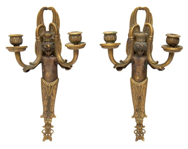 COPPIA DI APPLIQUES IN BRONZO, XIX SECOLO  - Asta ASTA 290 - ASTA DI ARTE ANTICA E PREZIOSI - Casa d'Aste Babuino