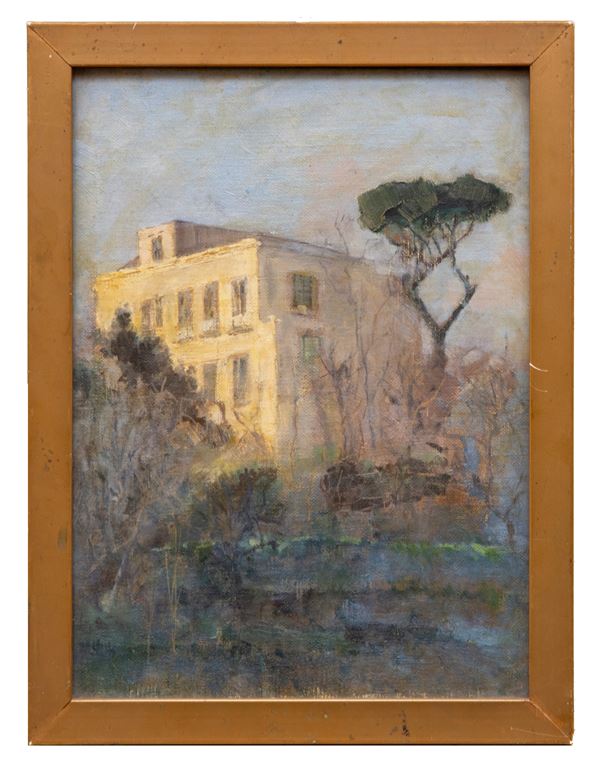 DIPINTO VEDUTA DI VILLA DI PITTORE NAPOLETANO