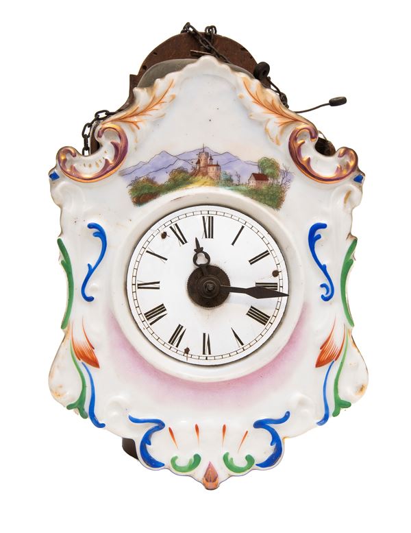 OROLOGIO DA PARETE IN PORCELLANA, XIX SECOLO