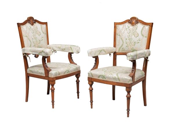 COPPIA POLTRONE LEGNO INTAGLIATO, XIX SECOLO