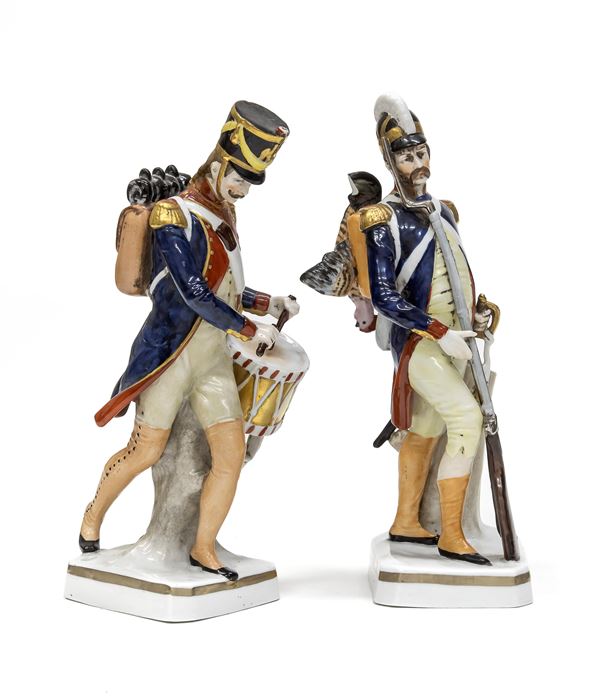 COPPIA DI SCULTURE IN PORCELLANA, GINORI