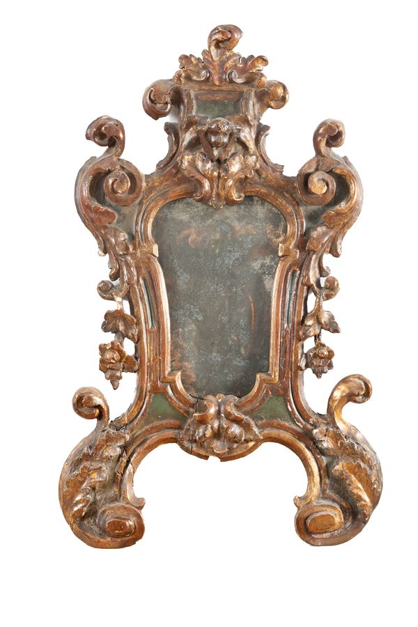 SPECCHIERA IN LEGNO LACCATO E DORATO, EMILIA XVIII SECOLO