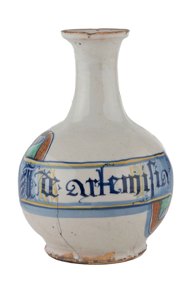 VASO DA FARMACIA IN MAIOLICA, EMILIA ROMAGNA XVII SECOLO