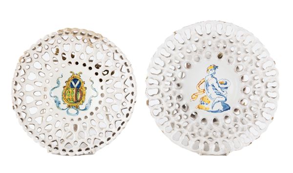 COPPIA DI CESTINI IN MAIOLICA, FAENZA XVIII SECOLO