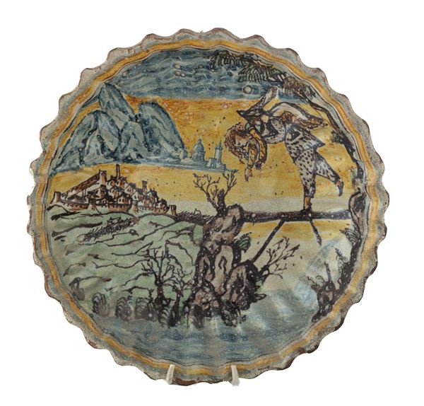 CRESPINA IN MAIOLICA, ITALIA CENTRALE XVII SECOLO
