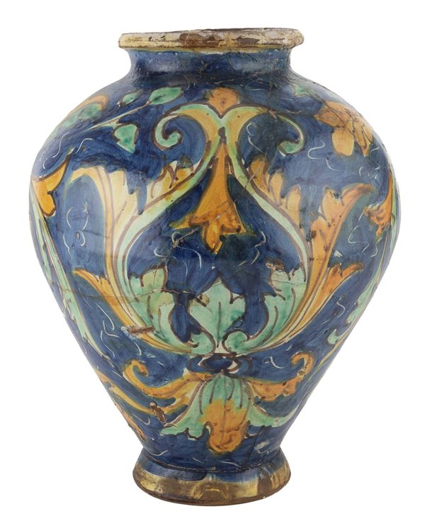 VASO IN MAIOLICA, SICILIA XVII SECOLO