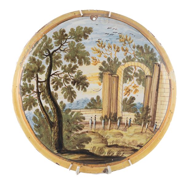 TONDO IN MAIOLICA, CASTELLI XVIII SECOLO