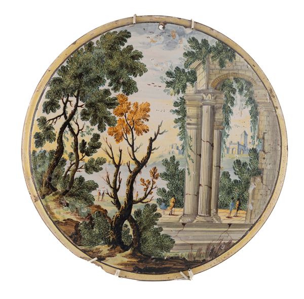 TONDO IN MAIOLICA, CASTELLI XVIII SECOLO