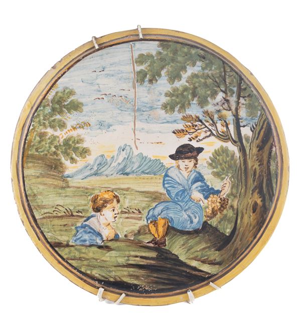 TONDO IN MAIOLICA, CASTELLI XVIII SECOLO