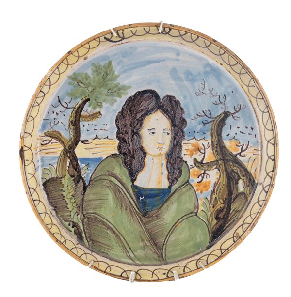 TONDO IN MAIOLICA, PROBABILMENTE CASTELLI XVIII SECOLO