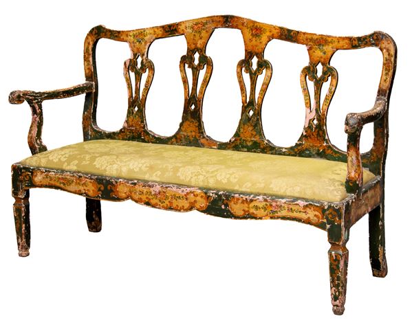 DIVANO IN LEGNO LACCATO, VENEZIA FINE XIX SECOLO