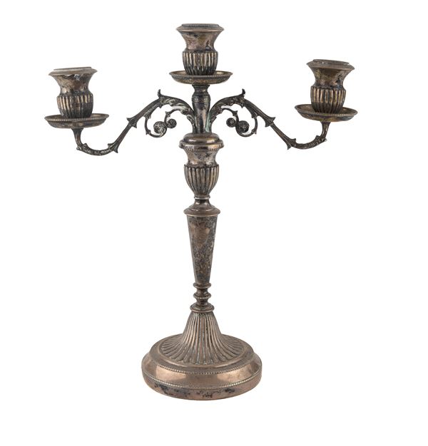 CANDELABRO IN ARGENTO, PUNZONE ITALIA 1944/1968