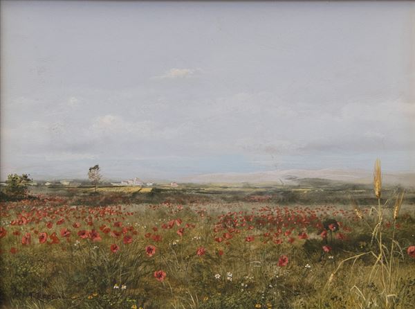 COPPIA DI DIPINTI CAMPI DI FIORI DI GIUSEPPE CECCONI