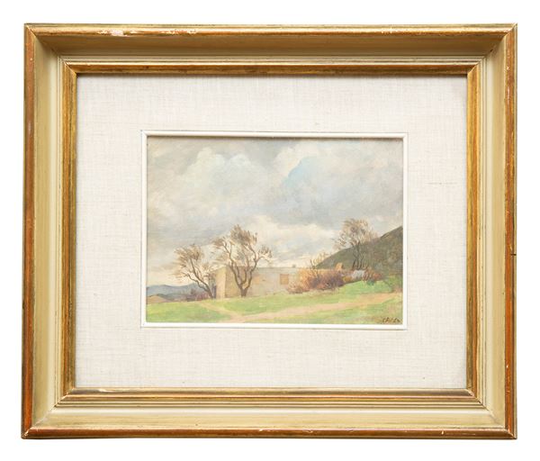 DIPINTO PAESAGGIO CON CASA