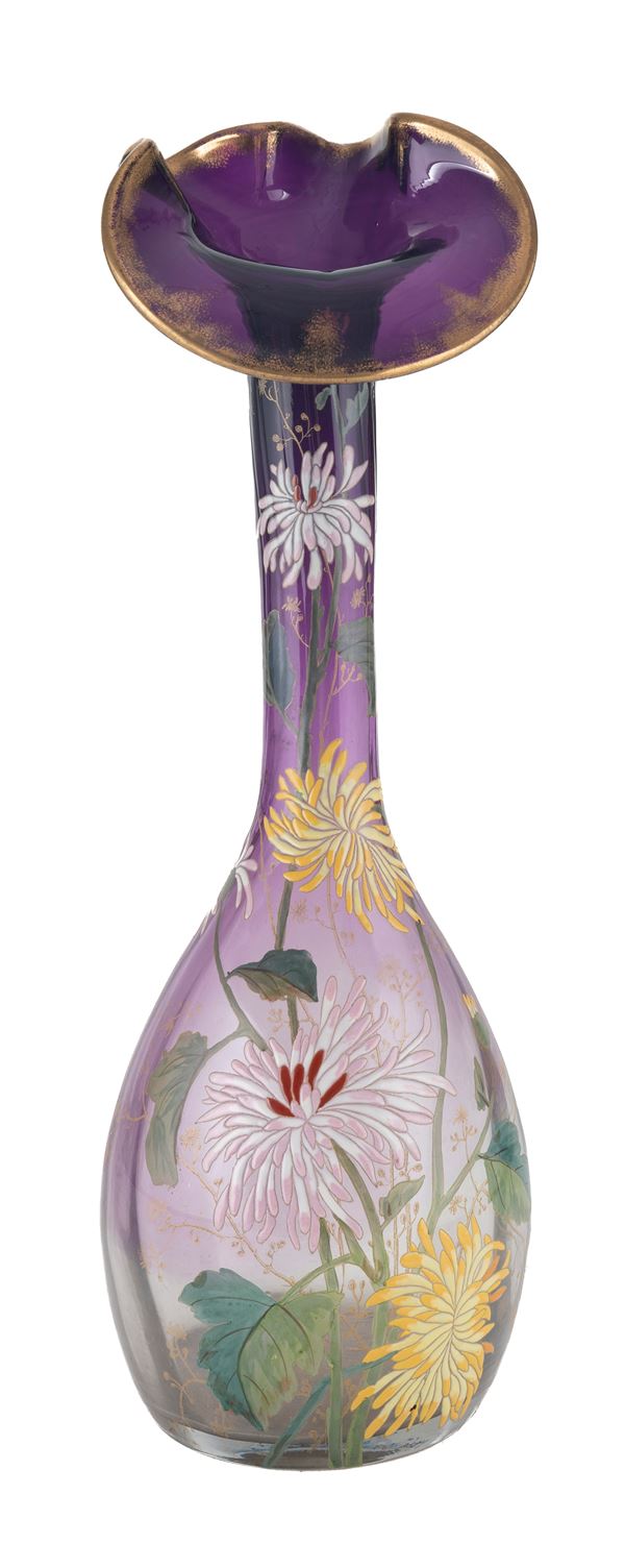 VASO IN VETRO VIOLA FUMÈ, FRANCIA FINE XIX SECOLO