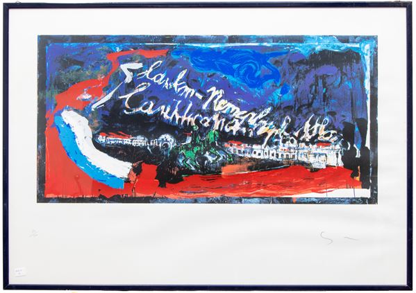 LITOGRAFIA A COLORI DI MARIO SCHIFANO