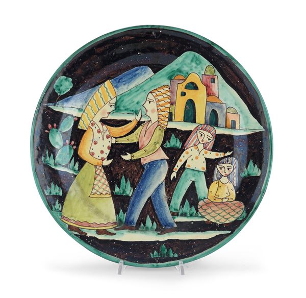 PIATTO IN CERAMICA, MATTEO DI LIETO AMALFI ANNI '40