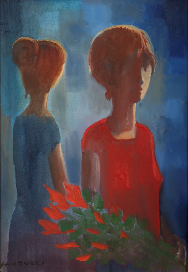 DIPINTO DUE DONNE DI ELIANO FANTUZZI