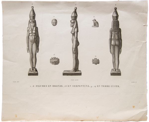 COPPIA INCSIONI FRANCESI SCULTURE ANTICHE