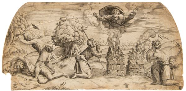 INCISIONE CAINO E ABELE DEL SEICENTO