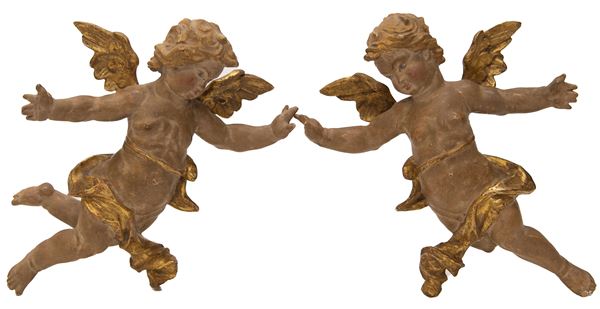 COPPIA DI CHERUBINI IN LEGNO, FINE XIX SECOLO