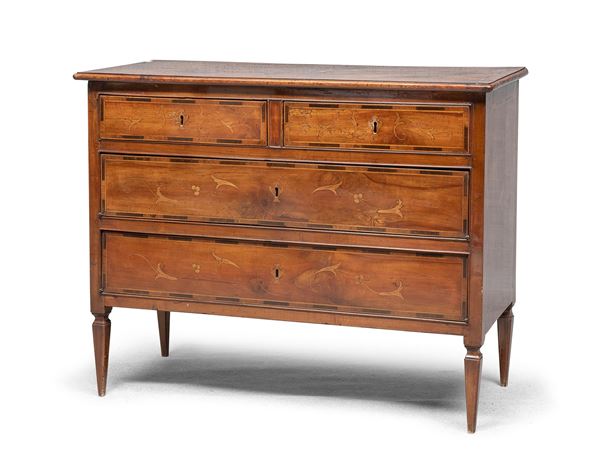 COMMODE IN NOCE CON INTARSI, XIX SECOLO