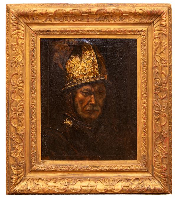 DIPINTO RITRATTO IN ARMATURA DA REMBRANDT