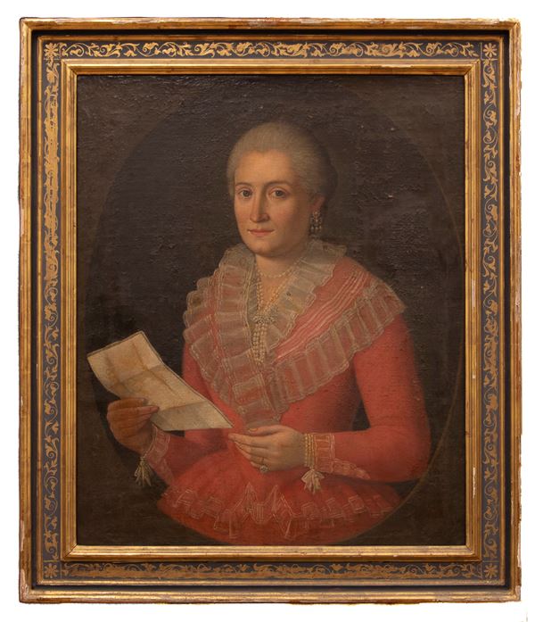 DIPINTO DONNA CON LETTERA DI PITTORE PIEMONTESE