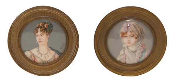 COPPIA DI MINIATURE DONNE