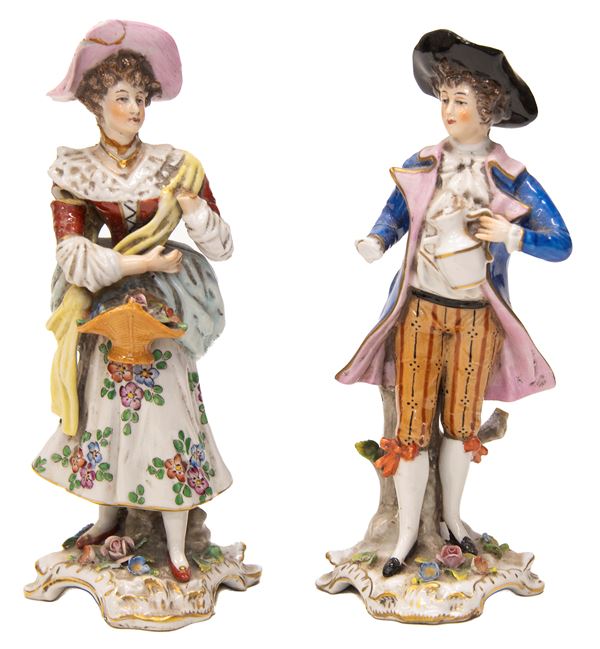 COPPIA DI SCULTURE IN PORCELLANA, GINORI INIZIO XX SECOLO