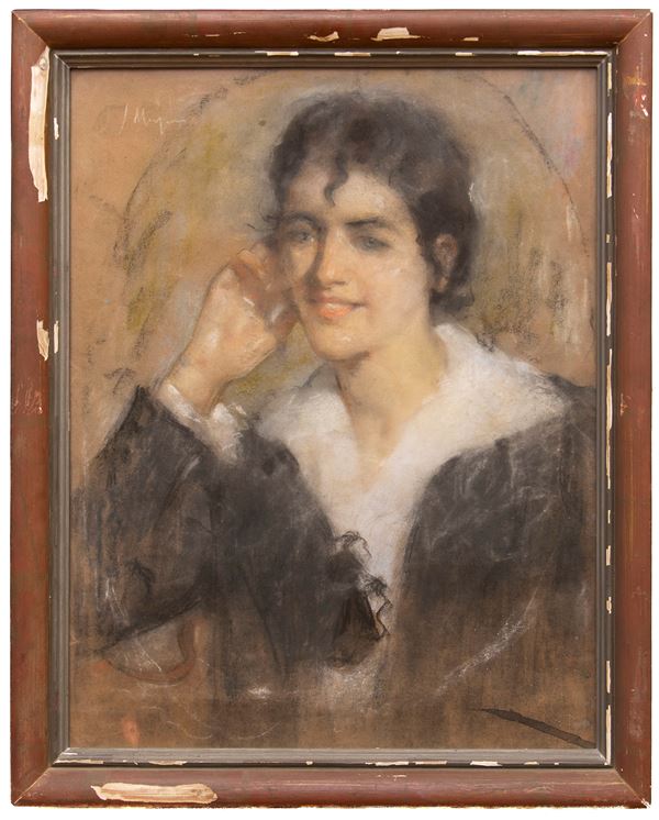 PASTELLO GIOVANE DONNA DI PITTORE EUROPEO