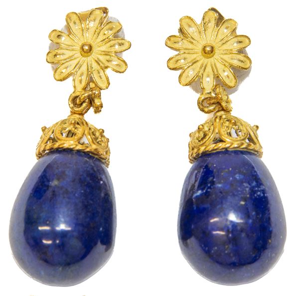 COPPIA DI ORECCHINI IN ORO E LAPISLAZULO