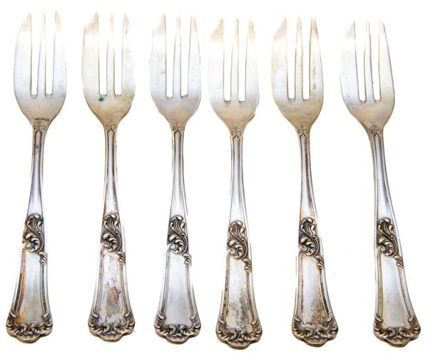 SEI FORCHETTINE IN ARGENTO, ITALIA INIZI XX SECOLO