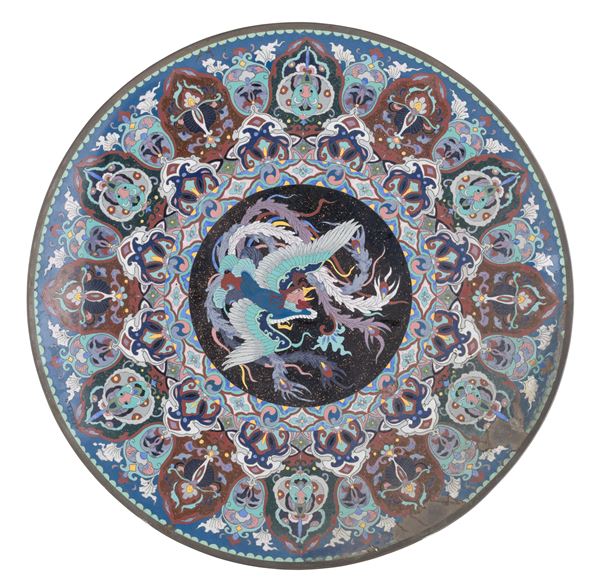 GRANDE PIATTO CLOISONNÈ, GIAPPONE XIX SECOLO