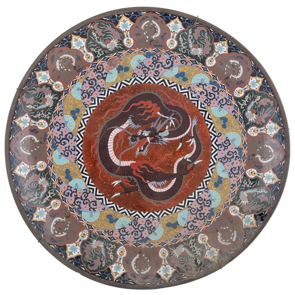 GRANDE PIATTO CLOISONNÈ, GIAPPONE XIX SECOLO