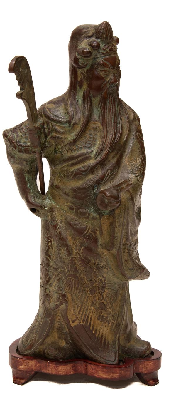 SCULTURA IN BRONZO A PATINA VERDE, CINA FINE XIX SECOLO