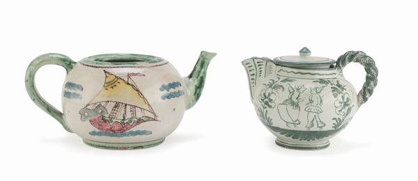 DUE CAFFETTIERE MAIOLICA VIETRI E CASTELLI