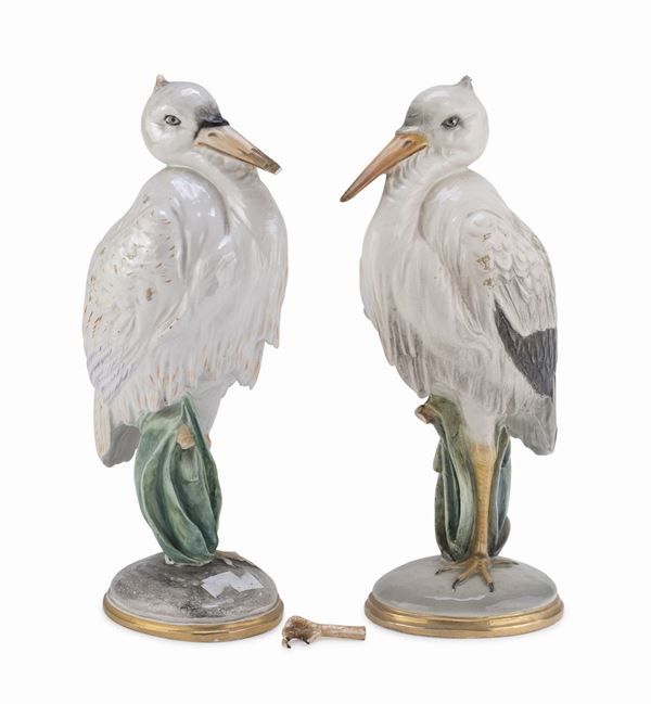 DUE PELLICANI IN CERAMICA F.TI TRIPI