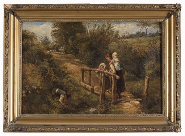 PAESAGGIO CON PONTICELLO DI PITTORE INGLESE