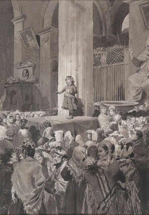 DIPINTO BAMBINA IN CHIESA DI PIO JORIS