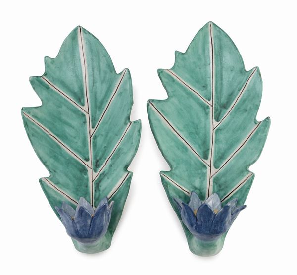 COPPIA APPLIQUES CERAMICA VIETRI