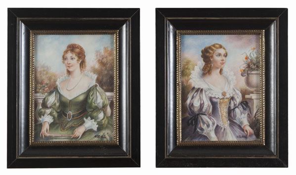 COPPIA DI MINIATURE GENTILDONNE