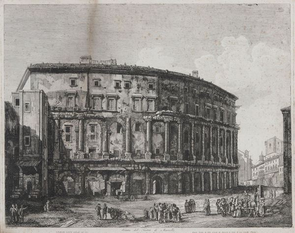 COPPIA DI INCISIONI MONUMENTI ANTICHI LUIGI ROSSINI