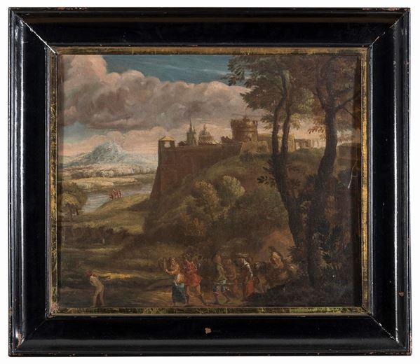 DIPINTO PAESAGGIO DI SCUOLA ROMANA
