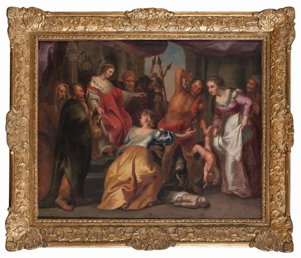 DIPINTO GIUDIZIO DI SALOMONE DI SCUOLA FIAMMINGA
